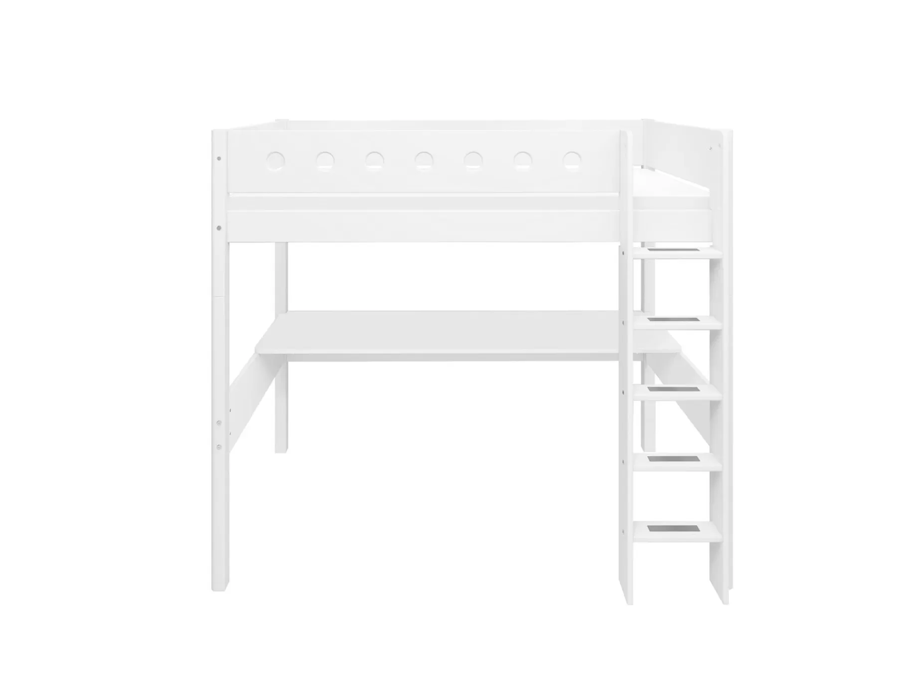 FLEXA Cama alta con escalera recta^ Camas Con Escritorio | Camas Altas
