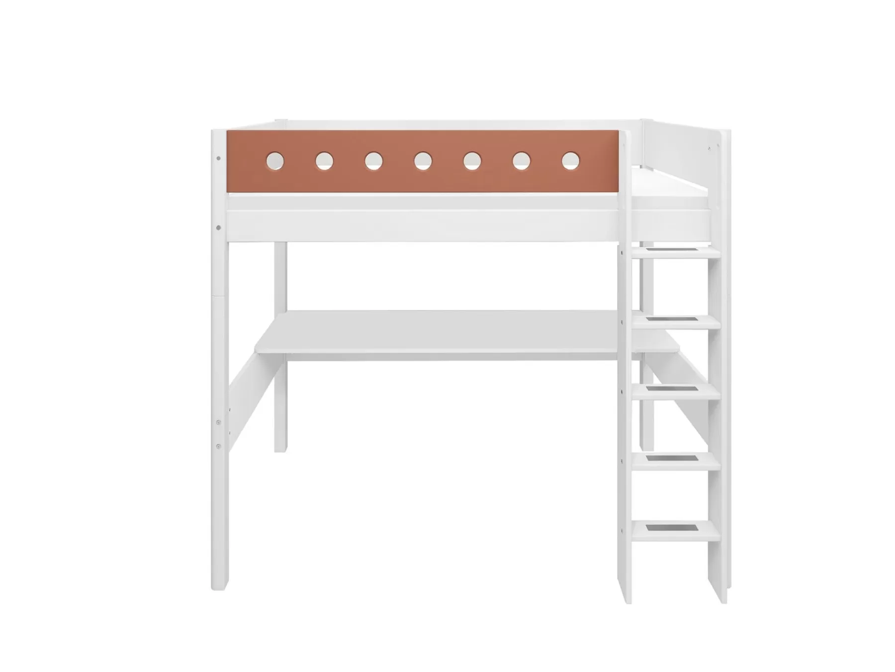 FLEXA Cama alta con escalera recta^ Camas Con Escritorio | Camas Altas