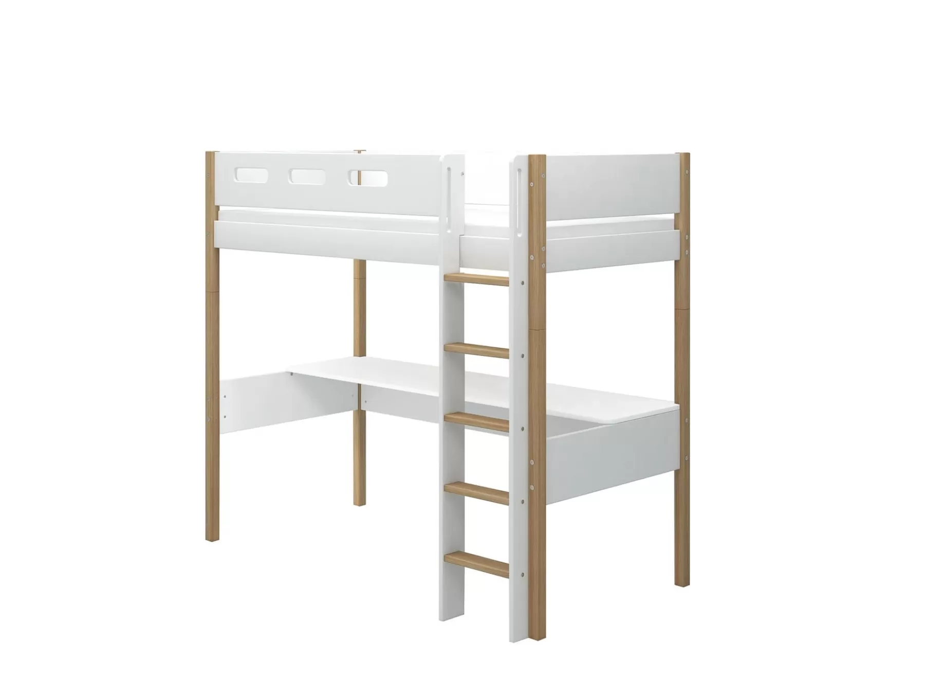 FLEXA Cama alta con escalera recta y escritorio^ Camas Con Escritorio | Camas Altas