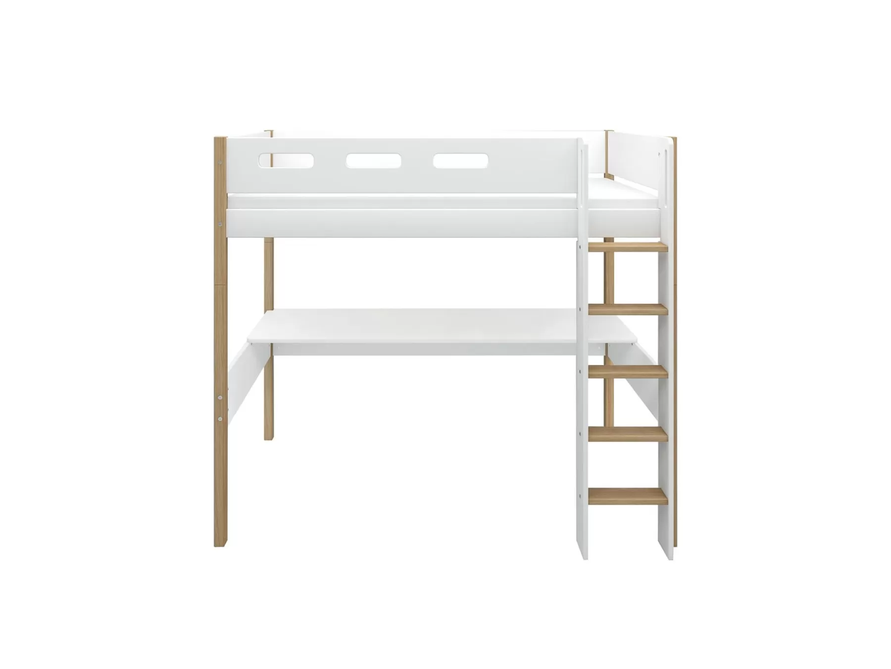 FLEXA Cama alta con escalera recta y escritorio^ Camas Con Escritorio | Camas Altas