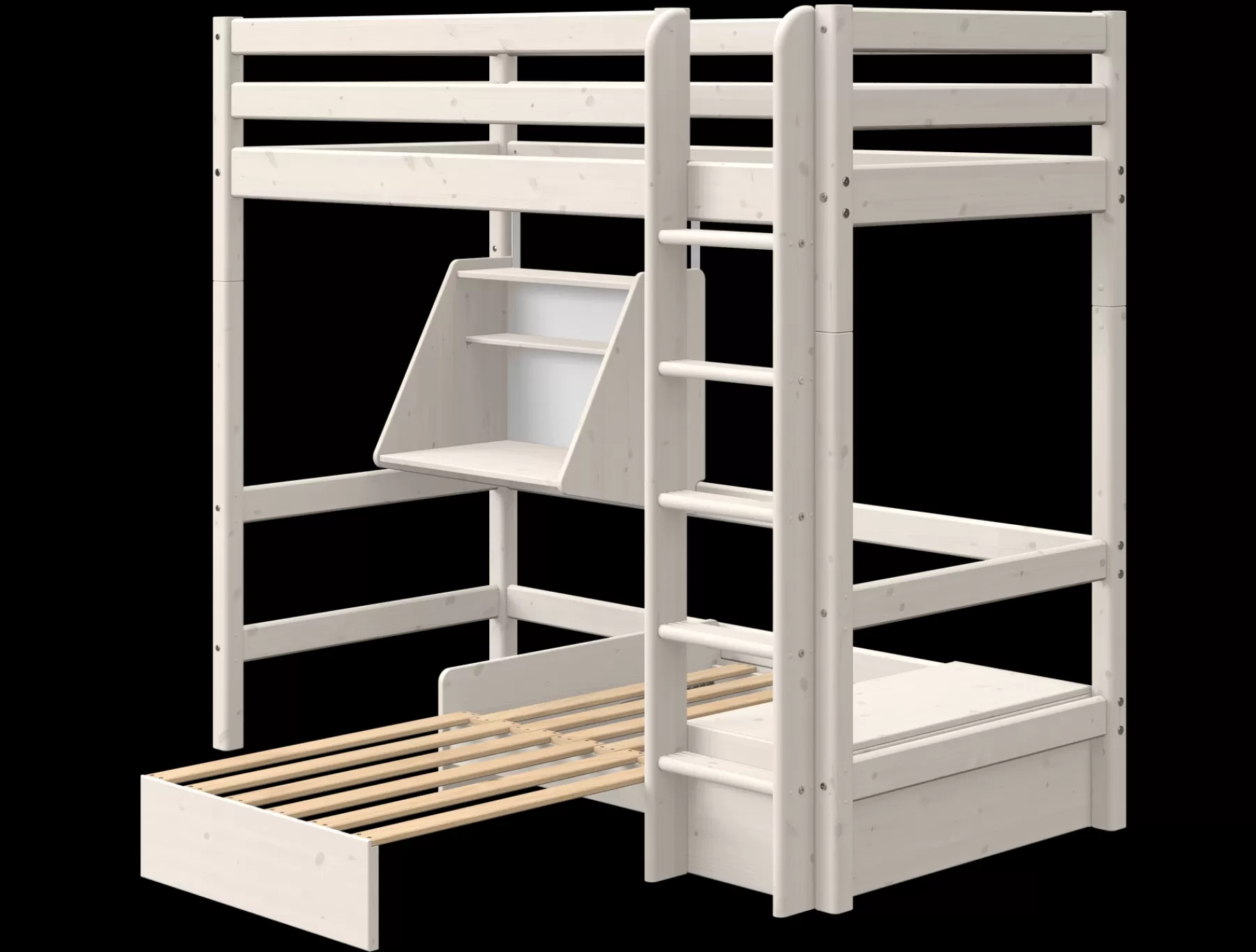 FLEXA Cama alta con módulo Casa^ Camas Con Escritorio | Camas Con Cama Nido