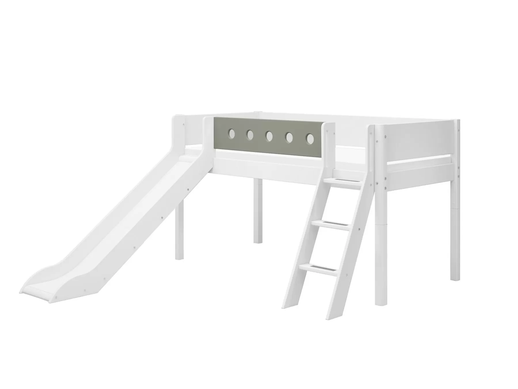 FLEXA Cama media-alta con escalera inclinada y tobogán^ Camas Con Tobogán | Camas Media-altas