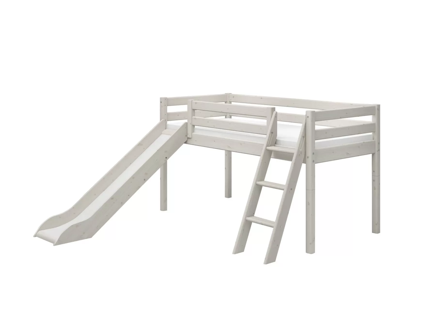 FLEXA Cama media-alta con tobogán y escalera inclinada^ Camas Con Tobogán | Camas Media-altas
