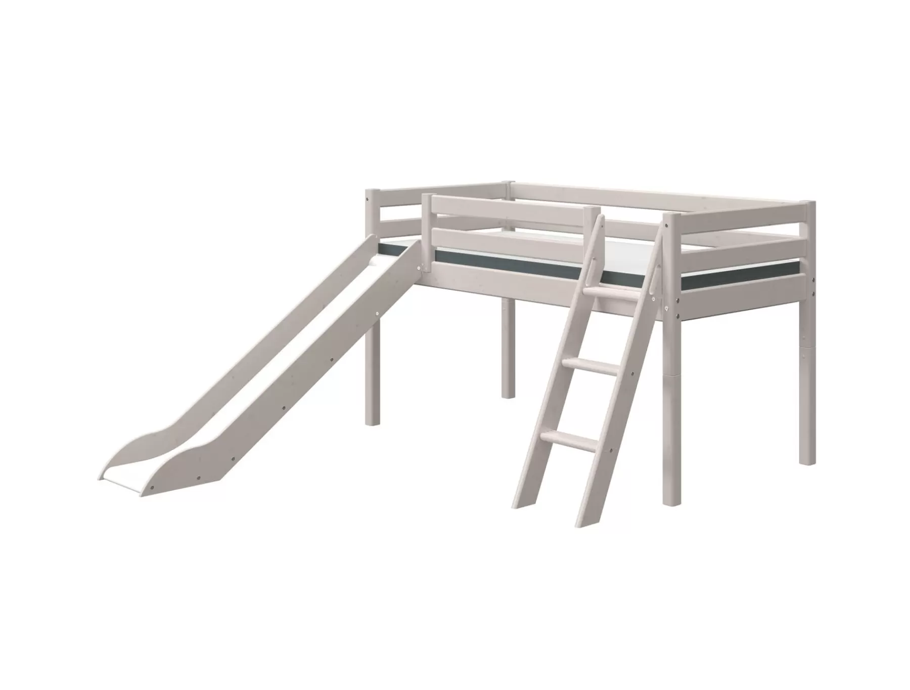 FLEXA Cama media-alta con tobogán y escalera inclinada^ Camas Con Tobogán | Camas Media-altas