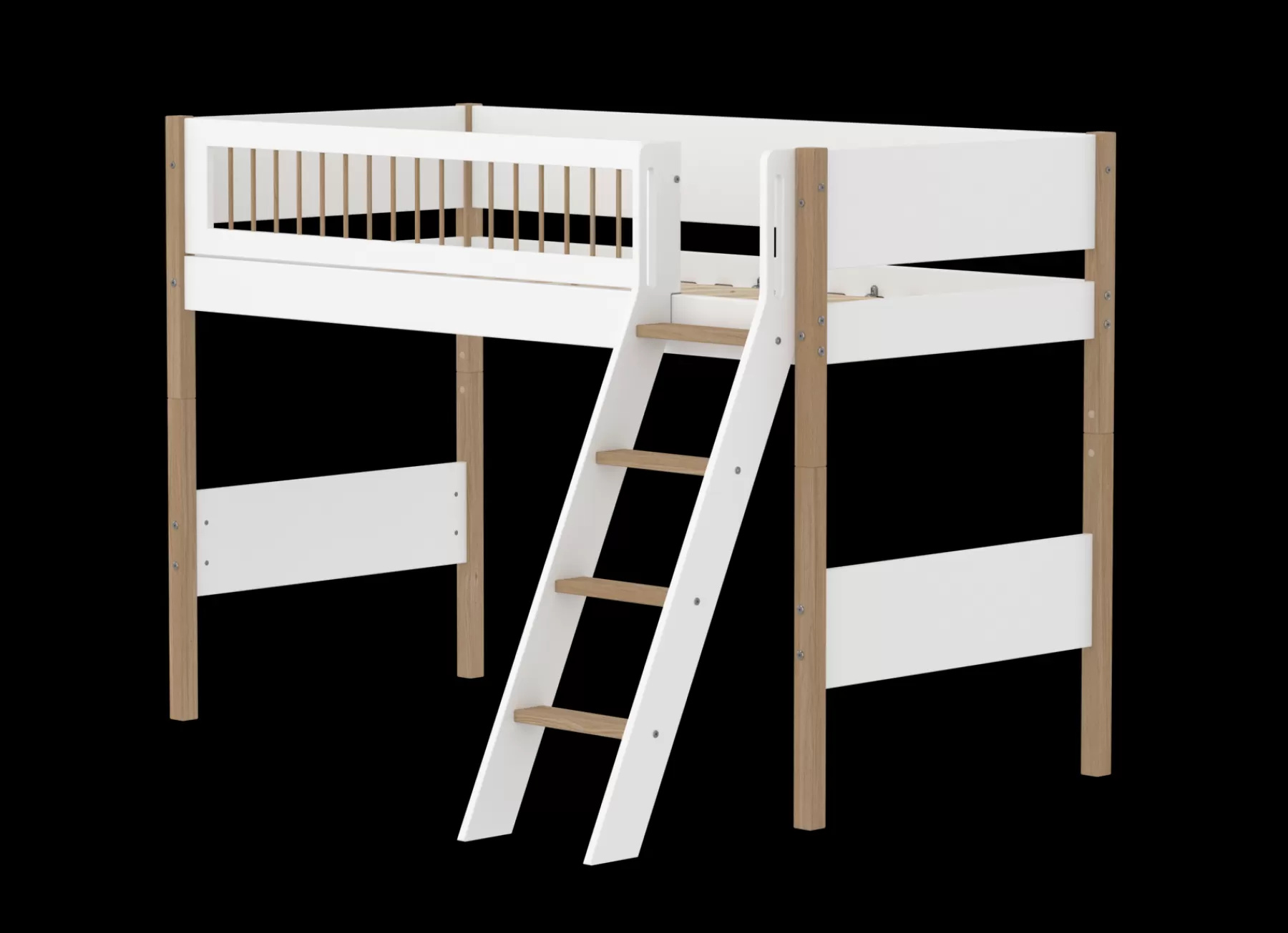 FLEXA Cama semi-alta con escalera inclinada^ Camas Media-altas