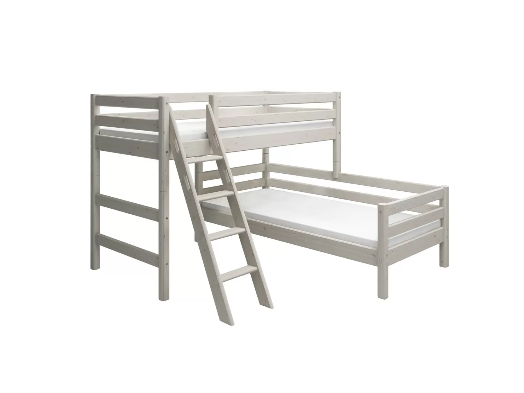 FLEXA Cama semi-alta con escalera inclinada^ Literas | Camas Media-altas