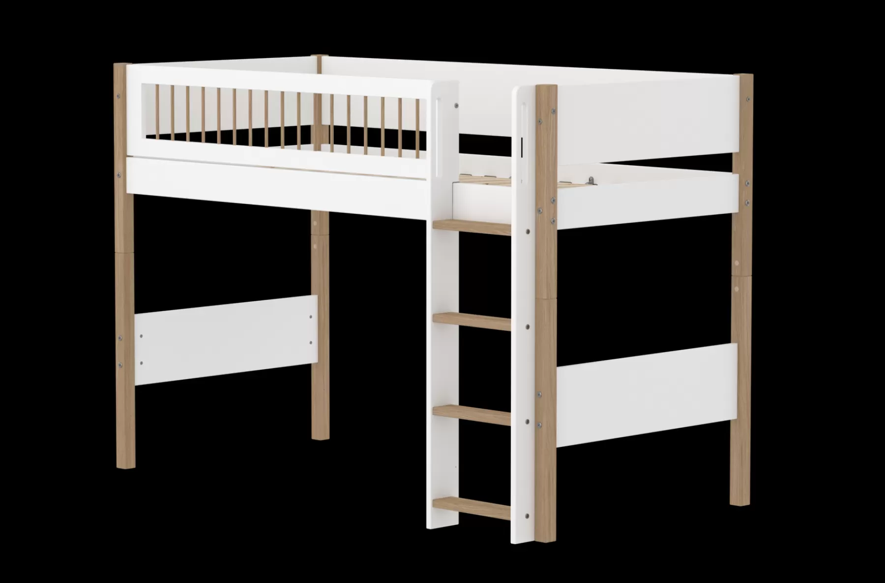 FLEXA Cama semi-alta con escalera recta^ Camas Media-altas